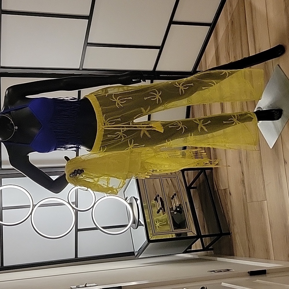 MIKEN Swim | 2-piece | Mesh Swimsuit Coverup | Sz. S | Mustard | NWOT + Swim top - Picture 5 of 17